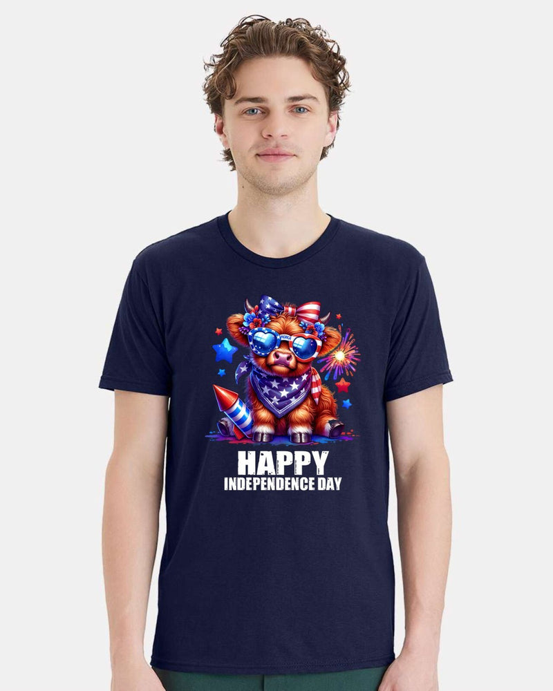 4th of July Highland Cow Tshirt - Happy Independence day Printed July 4th Shirt