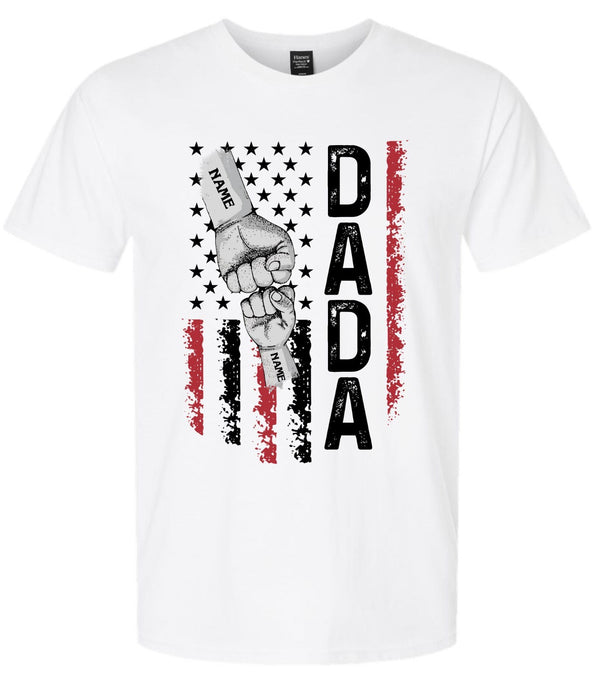 Father's Day Tshirt - DADA Flag Design with your custom names in the fists