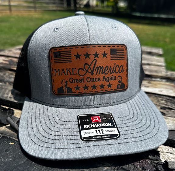 Make America Great TMP 2024 JD Vance Leather Badge Hat MAGA TMP Vance