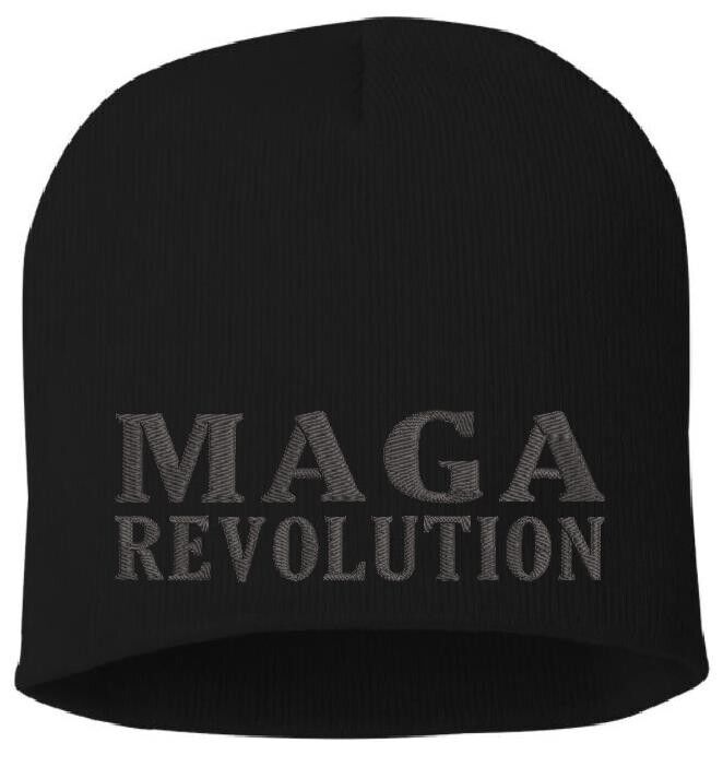 Trump REVOLUTION Winter Hat Black Winter hat with Gray Embroidery Trump 2024 Hat