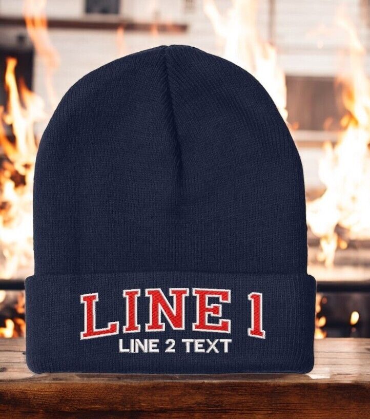Firefighter Winter Hat - Customizable "CHICAGO STYLE ARCH" Navy Cuff Winter Hat