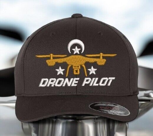 Drone Operator Hat  Drone Pilot Embroidered Flex Fit DARK GRAY Hat Drone Hat