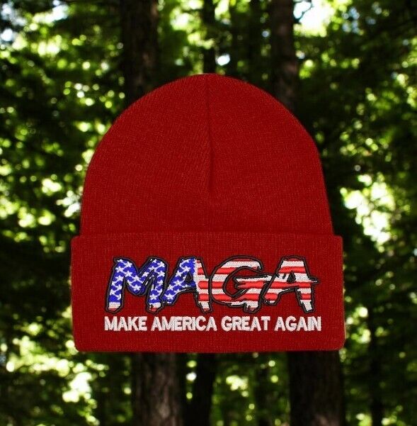 Trump Winter Hat Make America Great Again "Script Version" Winter Red Cuff Hat