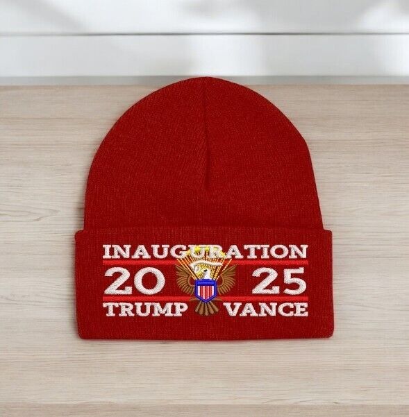 Trump 2025 Inauguration Great Seal Winter Beanie Hat 45-47 Red Winter Hat USA