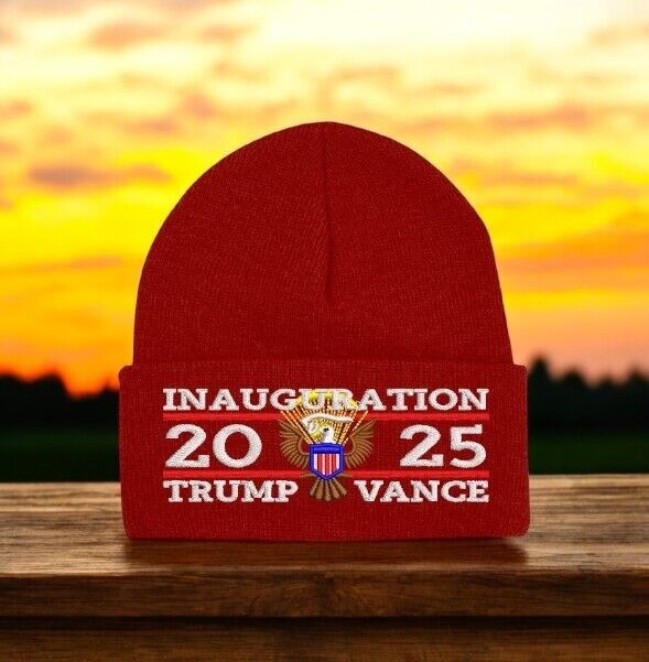 Trump 2025 Inauguration Great Seal Winter Beanie Hat 45-47 Red Winter Hat USA