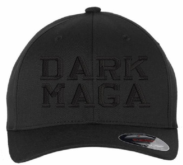 MAGA Great TMP DARK MAGA Embroidered Flex Fit Hat w/ back BLACK USA Flag