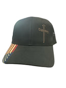 Jesus 3 Nail Cross Leatherette Badge Black Hat Option with FREE 4" 3 Nail Cross Decal in Black