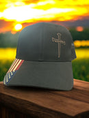 Jesus 3 Nail Cross Leatherette Badge Black Hat Option with FREE 4" 3 Nail Cross Decal in Black