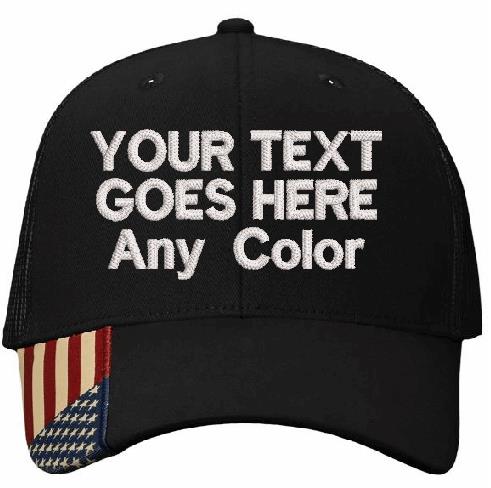 Custom Embroidered Text Hat with your choice of text and color of embroidery