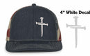 Christian Hats for Men Women Jesus 3 Nail Cross Hat Premium Snapback with Free 4" Decal Machine Washable Versatile Style