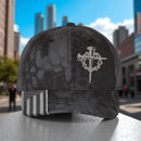 Jesus 3 Nail Cross with Crown Embroidered Adjustable Christ Jesus Hat - Casual Christian Snapback for Men & Women with Free 4" 3 Nail Decal
