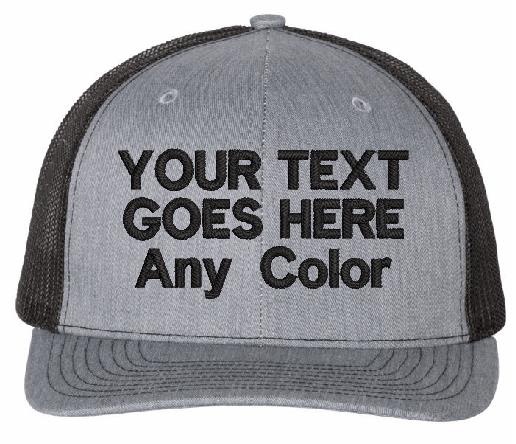 Custom Embroidered Text Hat with your choice of text and color of embroidery