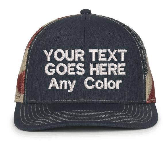 Custom Embroidered Text Hat with your choice of text and color of embroidery