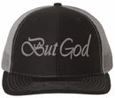 Christian Hats for Men Women BUT GOD Embroidered Hat with FREE 4" 3 Nail Cross Decal