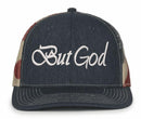 Christian Hats for Men Women BUT GOD Embroidered Hat with FREE 4" 3 Nail Cross Decal