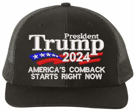 TRUMP 2024 Hat "America's comeback starts right now" Adjustable Embroidered Hat