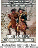 This is America Act Like an American Window Sticker 6" x 5" Sticker USA