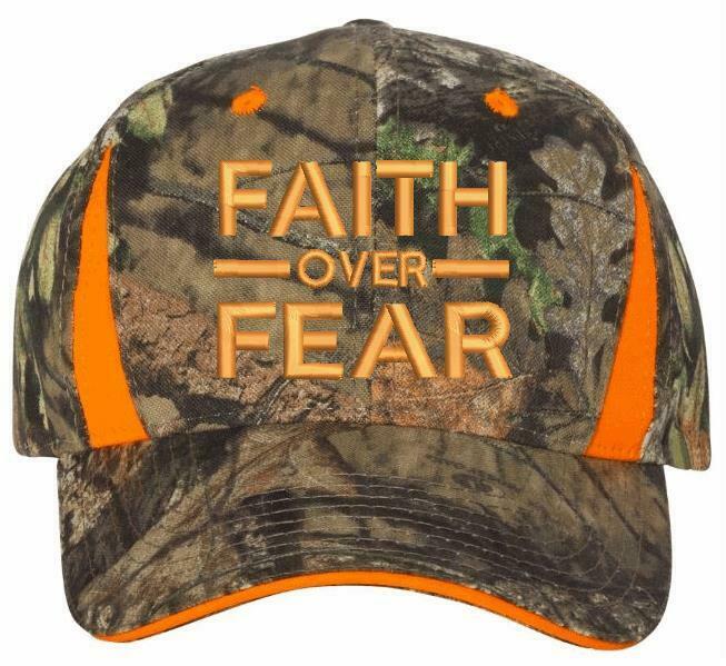Faith Over Fear Embroidered CWF305 Mossy/Edge Adjustable Hat with Flag Brim