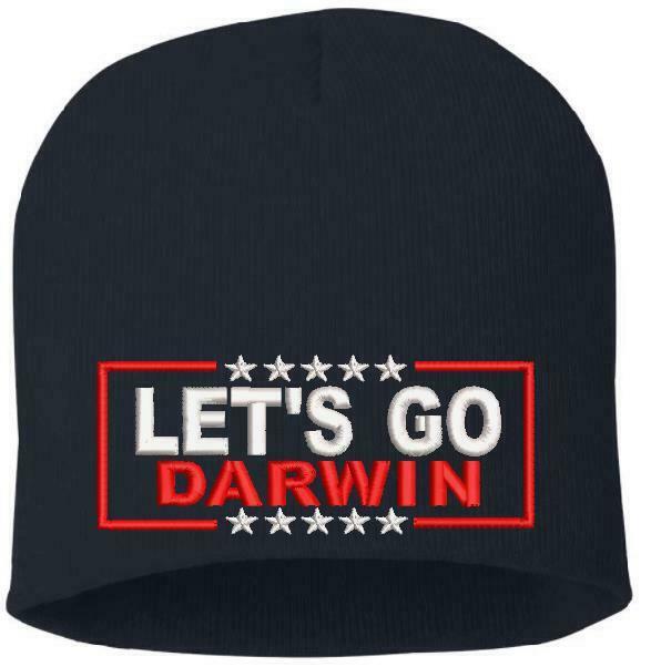 Lets go Darwin Winter Hat - Embroidered Cuff or Beanie Navy Blue or Black Hat